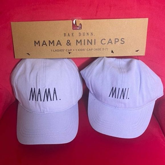 Rae Dunn MAMA & MINI Baseball Caps | Blue Set of 2